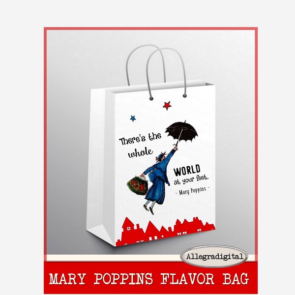 Mary Poppins Favor Bag printable Favor Box paper crafting diy digital download instant download digital collage sheet