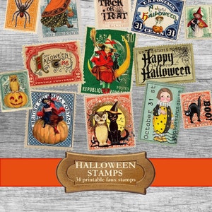 Printable Stamps Halloween Ephemera, Junk journal Supplies, Vintage Christmas , Scrapbooking Paper, Small Digital Ephemera halloween decor