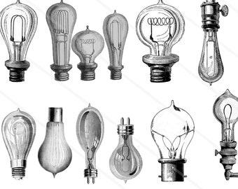 Vintage light bulbs cliparts Digital Collage Sheet steampunk vintage JPEG PNG clipart Digital Scrapbook Paper vintage  steampunk clipart