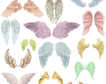 Digital collage sheet angel wings - printable angel wings digital collage, digital angel wings clipart angel wings png angel wings and jpeg
