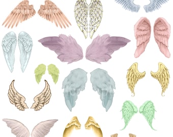 Digital collage sheet angel wings - printable angel wings digital collage, digital angel wings clipart angel wings png angel wings and jpeg