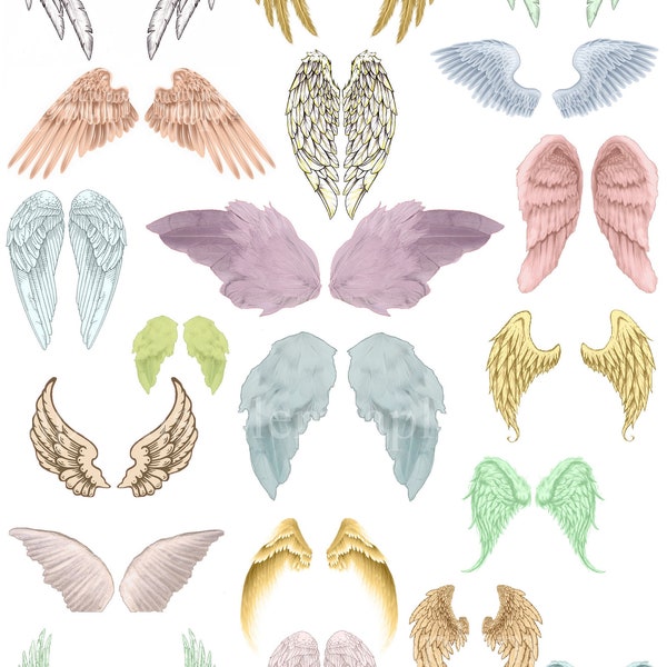 Images digitales Ailes d'anges, ange vintage, rétro, ange, aile, scrapbooking, clipart ailes d'anges  Allegradigital