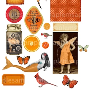 Images digitales orange images scrapbooking clip art vintage rétro orange