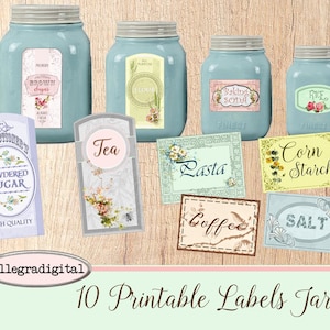 Vintage Pantry Labels Shabby Chic- Antique Decor, Farmhouse, Country, Pantry Labels, Organization, Canister