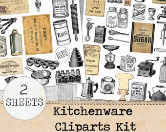Retro Cooking & Vintage Kitchenware Clipart – Printable PNG and JPG