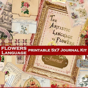 Fiori vittoriani Journal Kit, Flowers Language Junk Journal, Download istantaneo, Altered Art Kit Printable Journal