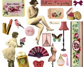 Victorian Boudoir Clipart vintage pinup Clip Art Digital Collage Sheet Scrapbooking Images for Card Making Decoupage Pap Ephemera PNG Cricut