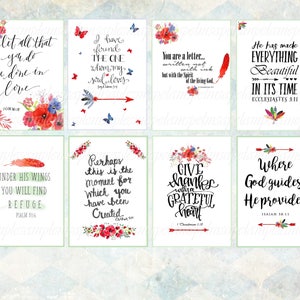 Bible Verses Tags collage sheet Printable Scripture greeting cards bible verses downloads  Print at Home