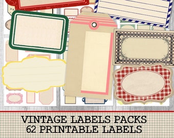 Retro Labels & Ephemera, Blank Labels, Printable Junk Journal Embellishments, Digital Download ,