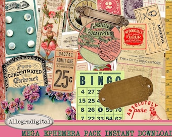 Mega Vintage Ephemera Pack – Printable Junk Journal & Digital Collage Kit | Instant Download