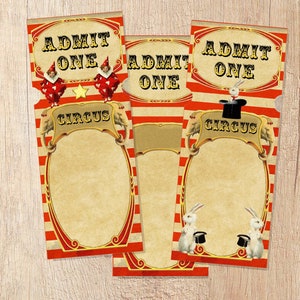 Circus Invitation Tickets circus party printable paper crafting scrapbooking add text instant download digital collage sheet