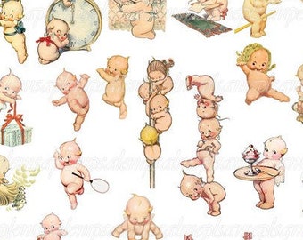 Baby kewpie doll Clip Art Transparent PNG Files Digital collage sheet Instant Download baby shower baby deco Fussy Cut,Cricut, cherubs