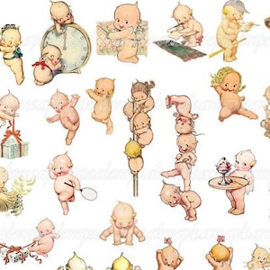 Baby kewpie doll Clip Art Transparent PNG Files Digital collage sheet Instant Download baby shower baby deco Fussy Cut,Cricut, cherubs