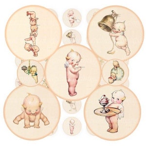 Images digitales bébé, images pour bijoux avec un cabochon en verre, images vintage rétro bébé