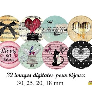 images digitales cabochon musique partition de musique clé de sol image pour bijoux images cabochon image à imprimer chat coeur oiseau
