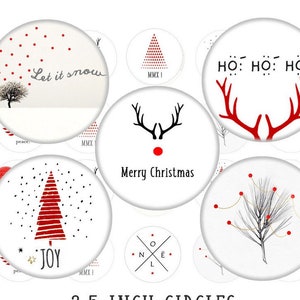 2.50 Inch Circles Christmas, Digital Collage Sheet, Pocket Mirror Images, Digital Tags, Digital Circles, Holiday Images, Allegradigital
