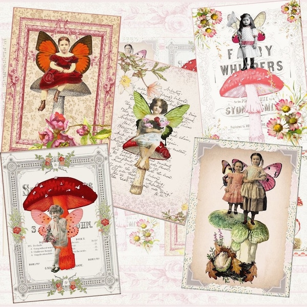 2.5x3.5 Fairies Digital Collage Sheet ATC Size Images for Card Making, Greeting Cards, Mini Cards, Jewelry Cards, Decoupage Paper