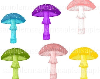 Digital Collage Sheet Mushrooms PNG images JPEG images Mushrooms clipart Scrapbook Paper download collage,aceo images clip art mushroom