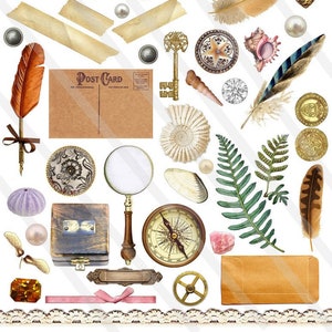Immagini digitali per scrapbooking, junk journaling, clip art vintage, creazione di biglietti, immagini stampabili Tesori