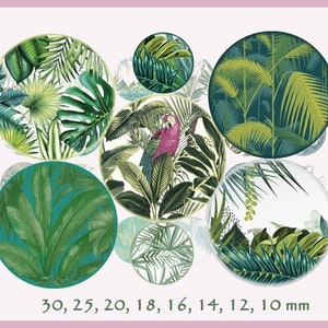 images digitales cabochon palmier jungle tropical images bijoux, images cabochon, collage digital, allegradigital