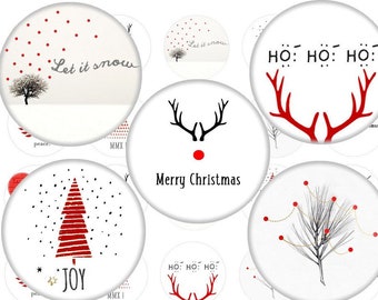 Christmas Circles Digital collage sheet , Images for pendants, Bottle cap images, Digital Tags, Digital Circles, Holiday circles Images