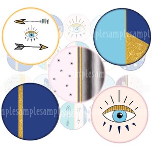Images digitales cabochon, images cabochon géométrique oeil de Fatma images bijoux 30 mm 25 mm 20mm 18 mm 16 mm 14 mm Allegra digital