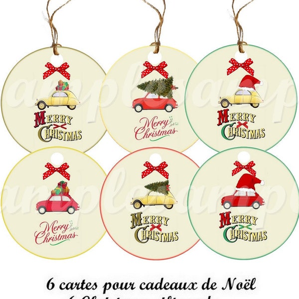 6 étiquettes pour cadeaux de noël à imprimer, carte de Noël décalée, étiquettes décoration de Noël amusantes allegradigital