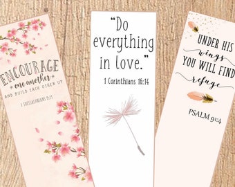 Bible Bookmarks Printable Set of 6 Printable bookmarks Scripture Bookmarks Bible Verses bookmarks Inspirational Art Journal Scripture Tags