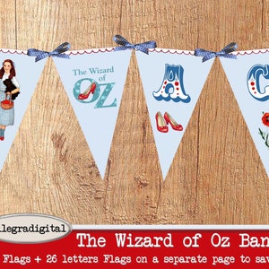 Printable The Wizard of Oz Banner The Wizard of Oz party banner diy paper crafting instant download digital collage sheet printable bunting