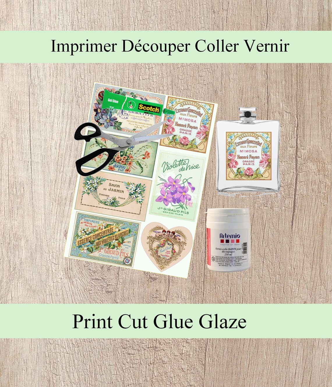 Vintage French Perfume Digital Collage Sheet Cologne Labels, 7 Labels ...