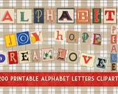 Lettres d'Alphabet rétro, Alphabet imprimable vintage pour scrapbooking, cartes, journal de voyage, carnet, clipart de lettres alphabétiques