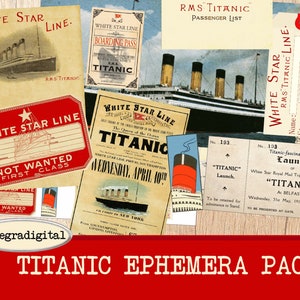 Vintage Titanic Ephemera Digital Collage Sheet Titanic Scrapbooking journaling junk journal Ephemera Printable Titanic