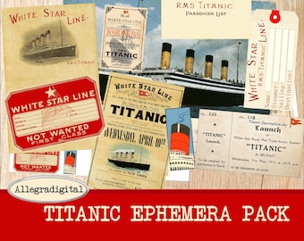 Vintage Titanic Ephemera Digital Collage Sheet Titanic Scrapbooking journaling junk journal Ephemera Printable Titanic