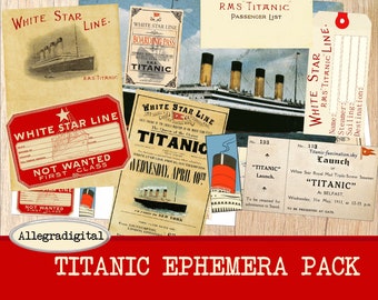 Vintage Titanic Ephemera Digital Collage Sheet Titanic Scrapbooking journaling junk journal Ephemera Printable Titanic