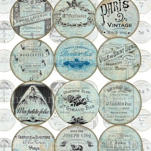 Images digitales vintage French Blue images pour badge miroir miroir de poche magnets collage digital images numériques cabochon cerise