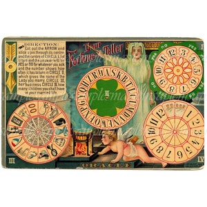 Images digitales à imprimer Diseuse de bonne aventure Carte vintage à imprimer et découper