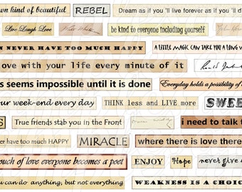 Digital collage sheet, Digital Phrase quotes Collage Sheet Instant Download, Quote collage sheet, digital collage sheet