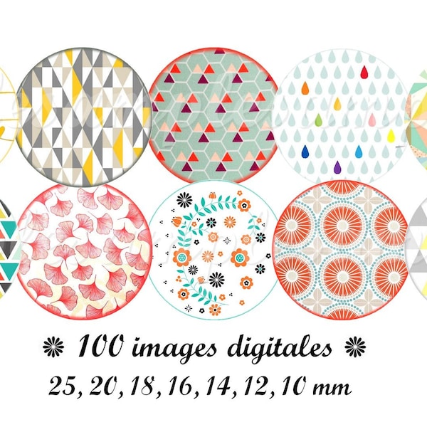 Images digitales pour bijoux cabochon motifs "Scandinave", image cabochon