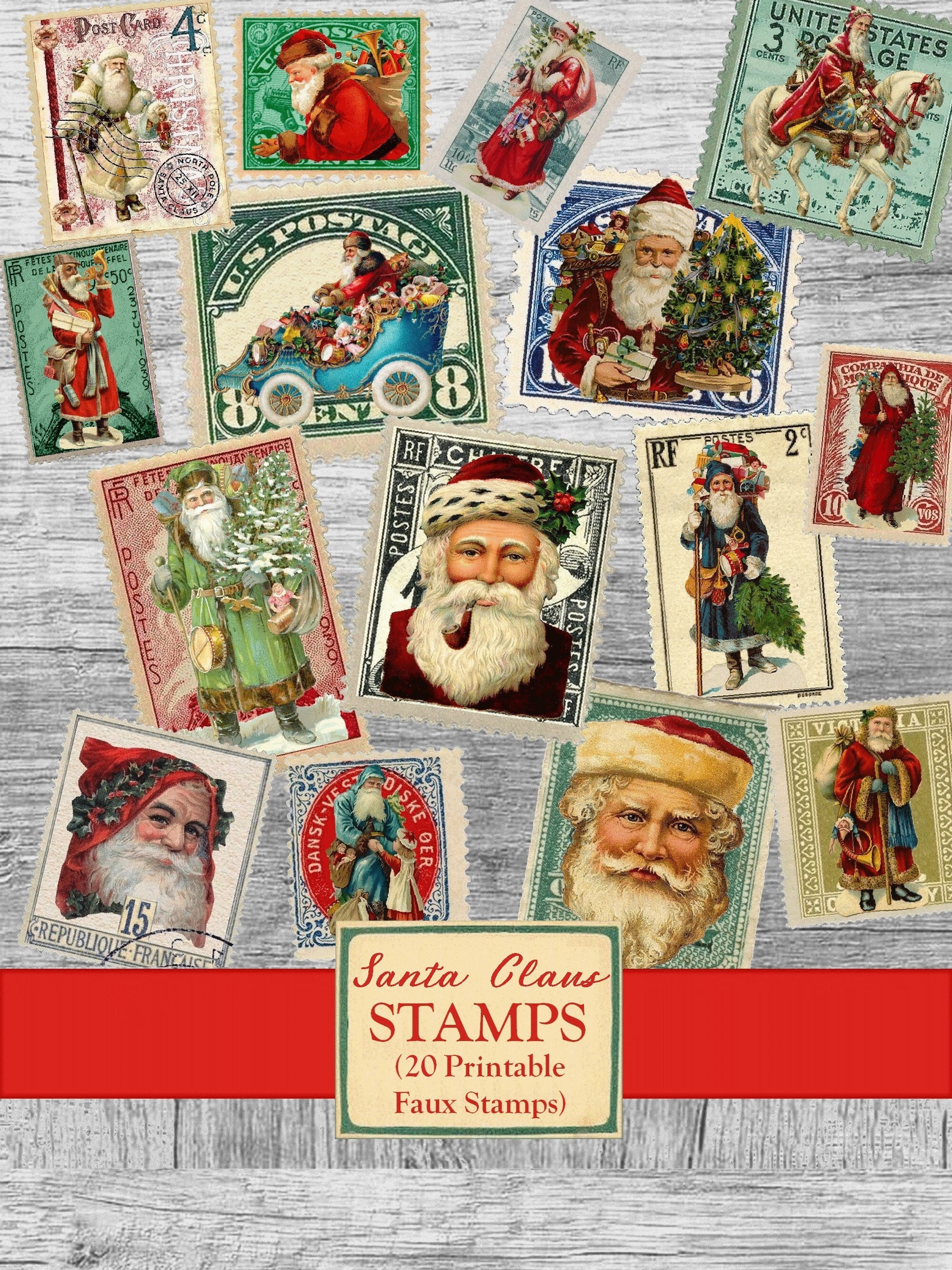 Vintage Christmas Ephemera Book: High Quality Images Of Santa Claus and  Moose For Paper Crafts, Scrapbooking, Mixed Media, Junk Journals,  Decorative