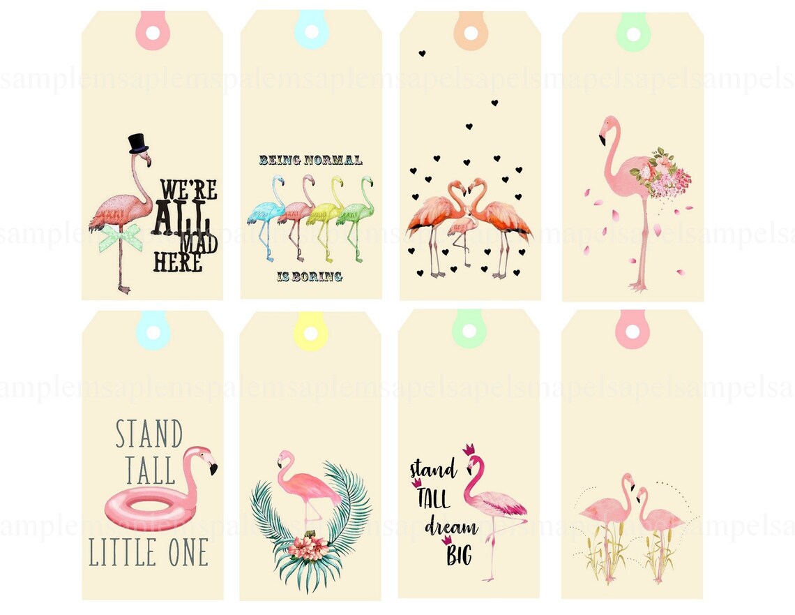Flamingo Tags Printable Gift Tags Hang Tags Journaling Journal - Etsy