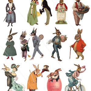 Clipart coniglietti di Pasqua Vintage Pasqua PNG effimeri Stampabili di Pasqua foglio di collage digitale per le vacanze di Pasqua Allegradigital