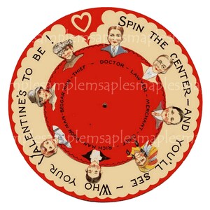 Images digitales à imprimer Roue de l'Amour Carte vintage Saint Valentin à imprimer et découper