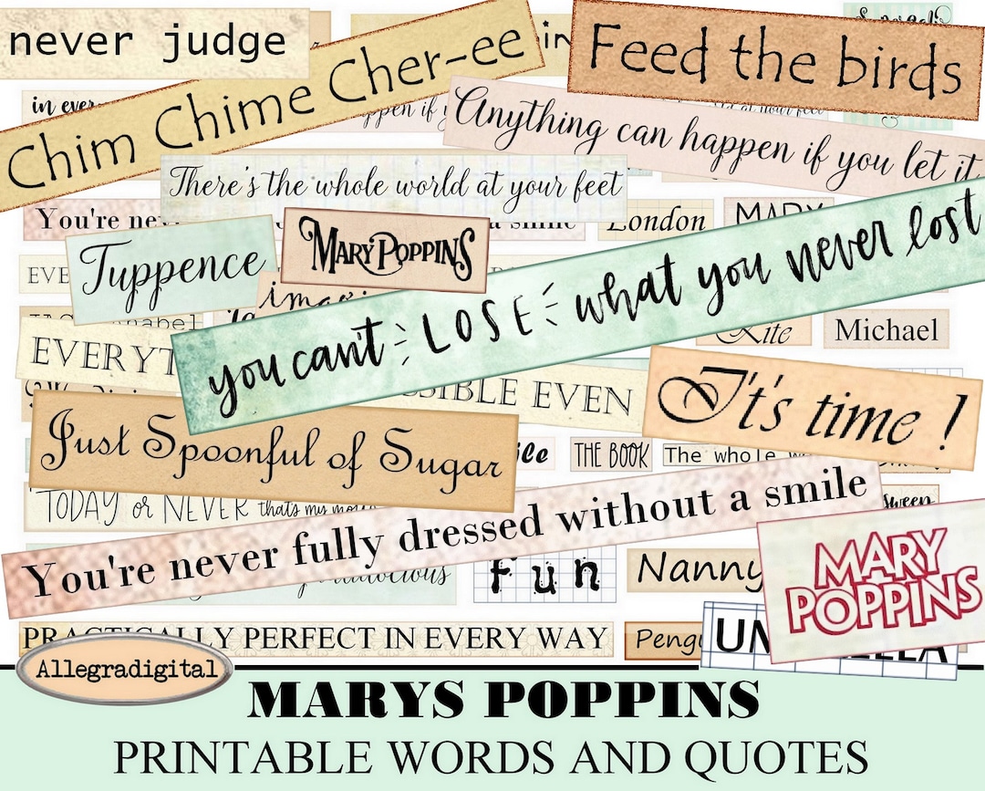 Mary Poppins Quotes Journal Words and Phrases, Digital Download