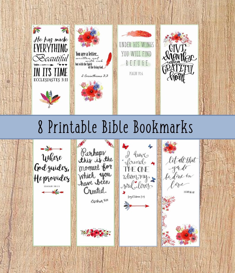 bible bookmarks printable set of 8 printable bookmarks etsy