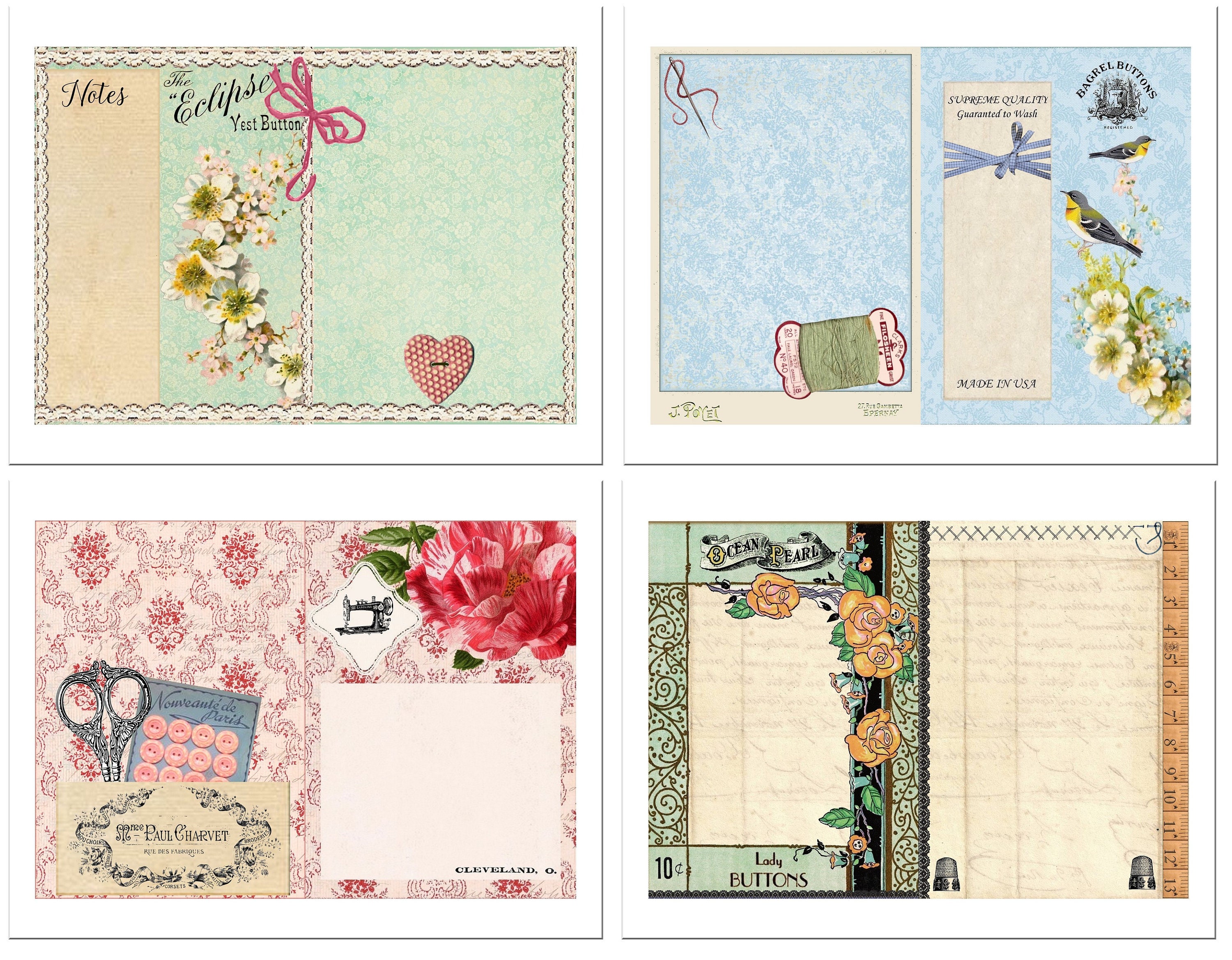 Sewing Journal Kit Printable Journal DIY Junk Journal Paper - Etsy