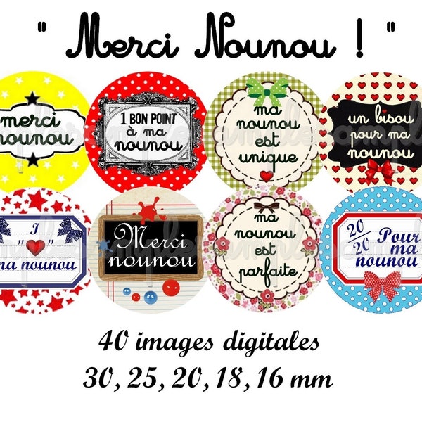 Images digitales cabochon nounou nourrice, image nounou nourrice cadeau nounou collage digital