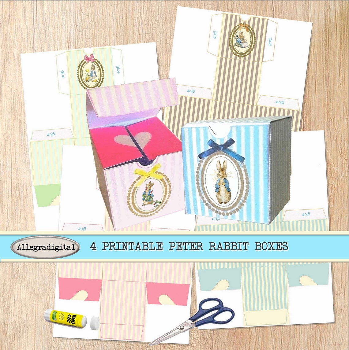 Printable DIY Paper Gift Box Peter Rabbit Beatrix Potter Bunny Family ...