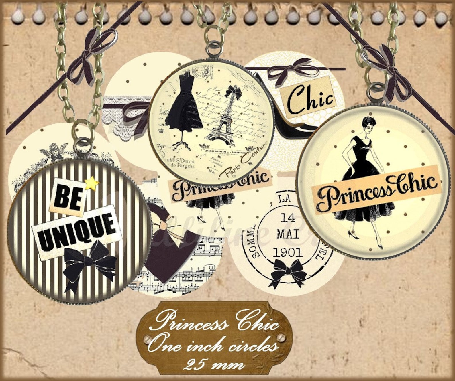 Digital Collage Sheet Circles 1 Inch Paris French Digital Images ...