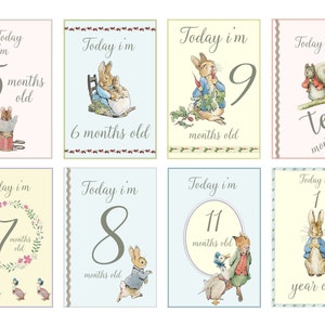 Peter Rabbit Baby Milestone Cards, Printable Baby Steps Cards Milestone ...