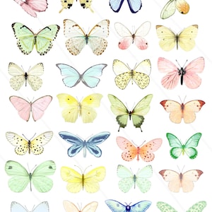 Images digitales papillons clipart papillons pastel roses bleu papillon vintage papillon à imprimer fochiers JPEG et PNG scrapbooking DIY